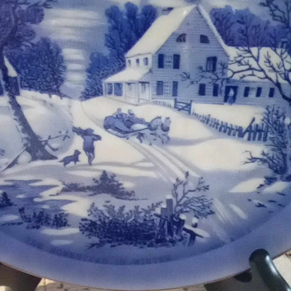 The homestead in winter decorative plate by Currier and Ives